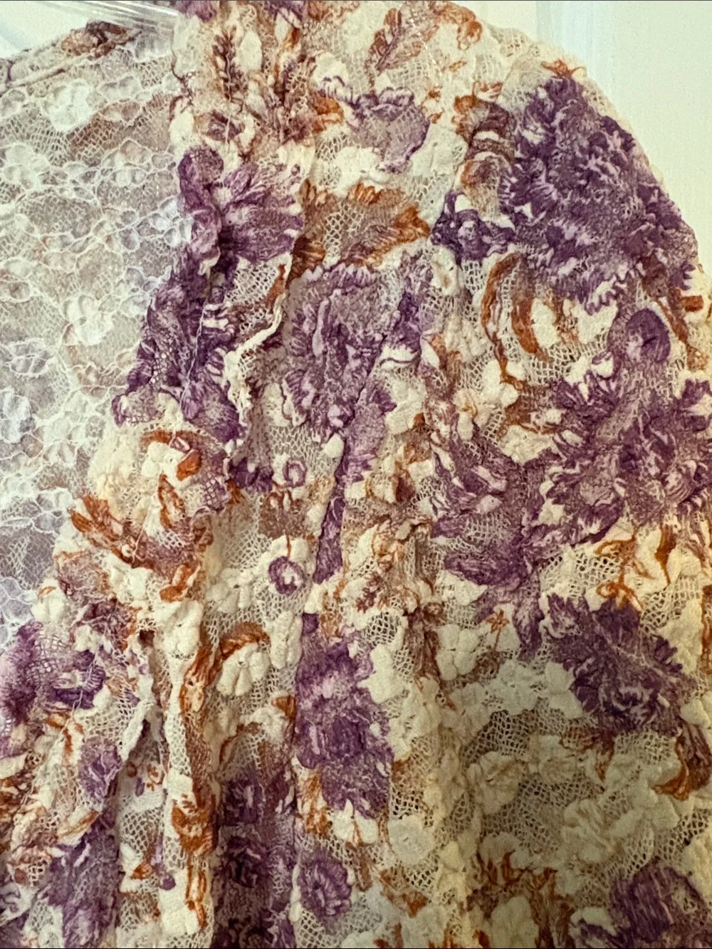 Anthropologie NWT Floral Lace Tie-Front Women's Top - Purple & Cream